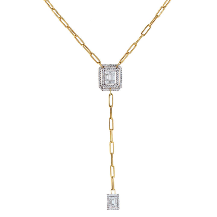 14K Gold Diamond Illusion Paperclip Chain Lariat 14K - Adina Eden's Jewels