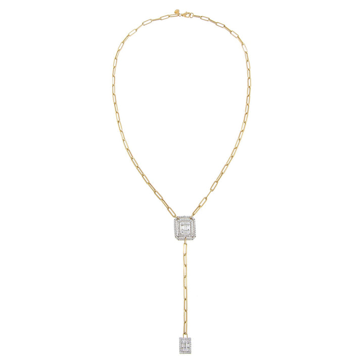  Diamond Illusion Paperclip Chain Lariat 14K - Adina Eden's Jewels