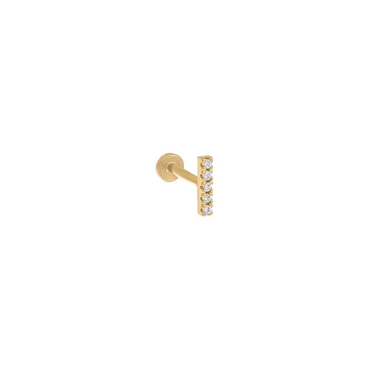 14K Gold / 6.5MM / Large Pave Bar Threaded Stud Earring 14K - Adina Eden's Jewels