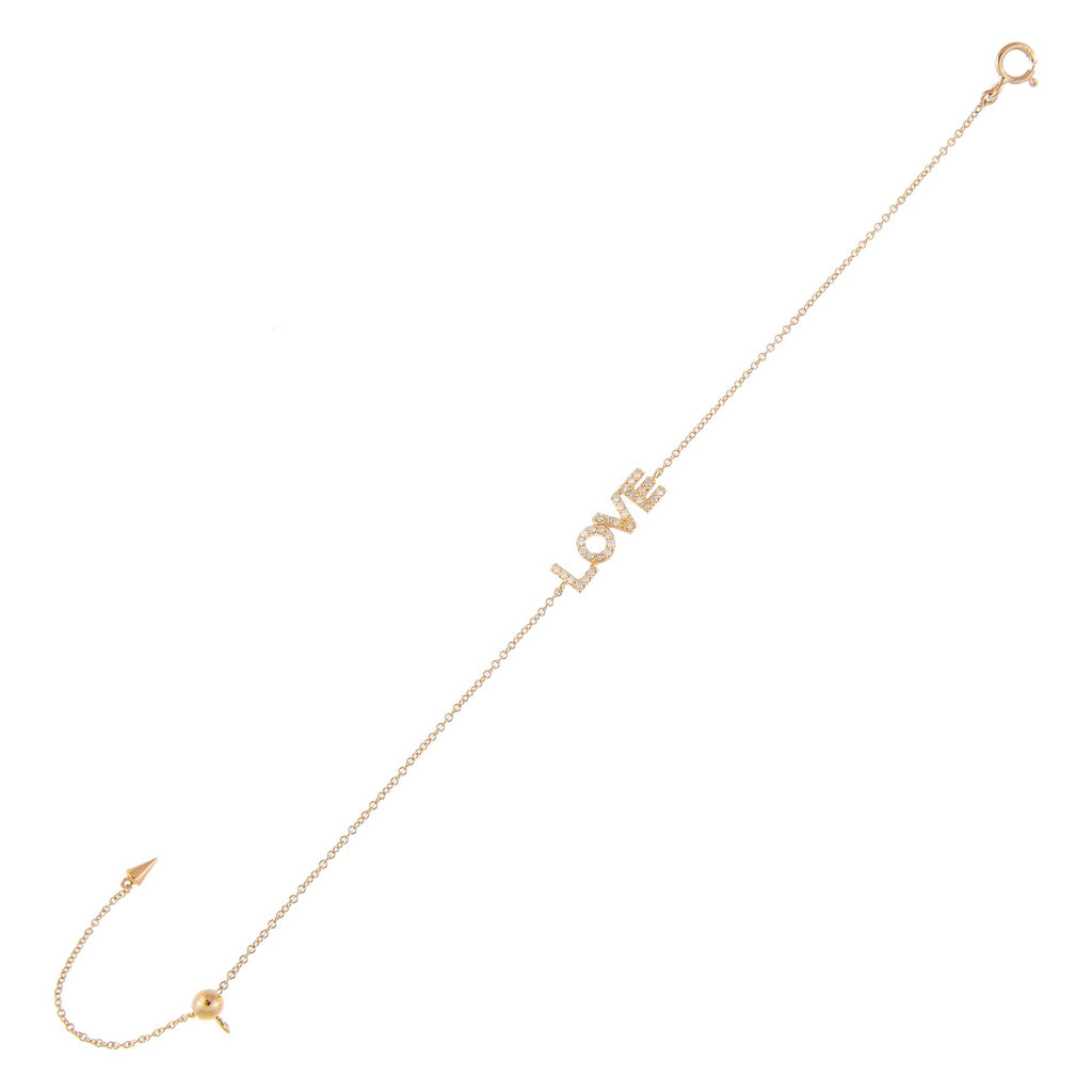 14K Gold Diamond Love Bracelet 14K - Adina Eden's Jewels