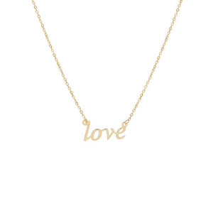 14K Gold Love Script Nameplate Necklace 14K - Adina Eden's Jewels