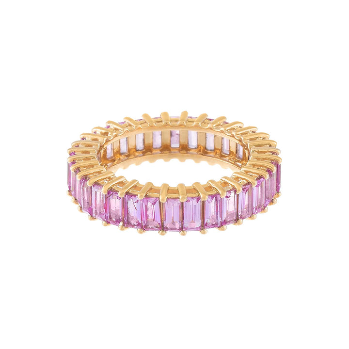  Sapphire Pink Baguette Ring 14K - Adina Eden's Jewels