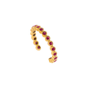 Magenta / Single Bezel Gemstone Ear Cuff 14K - Adina Eden's Jewels