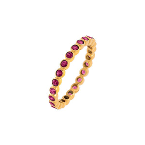 Magenta / 6 Gemstone Bezel Ring 14K - Adina Eden's Jewels