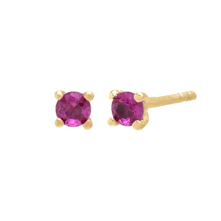 Magenta / Pair Tiny Colored CZ Solitaire Stud Earring 14K - Adina Eden's Jewels