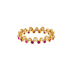  Diamond X Colored Gemstone Double Row Bezel Ring 14K - Adina Eden's Jewels
