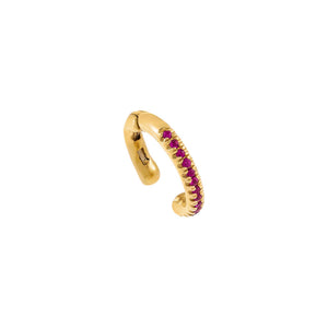 Magenta / Single Colored Gemstone Ear Cuff 14K - Adina Eden's Jewels