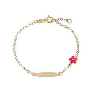 Enamel Kids Enamel Flower ID Bar Bracelet 14K - Adina Eden's Jewels