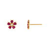 Magenta Diamond X Ruby Flower Stud Earring 14K - Adina Eden's Jewels