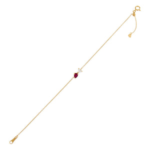 Magenta Diamond Heart X Teardrop Bracelet 14K - Adina Eden's Jewels