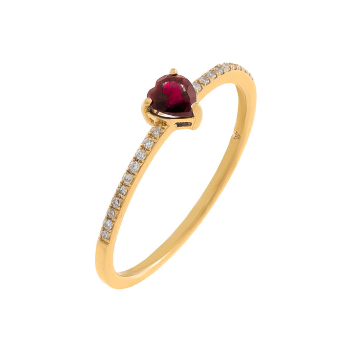 Ruby Red / 6.5 Diamond Pavé x Ruby Heart Ring 14K - Adina Eden's Jewels
