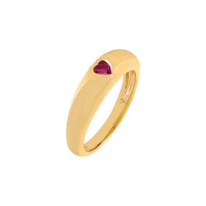  Gemstone Heart Dome Ring 14K - Adina Eden's Jewels