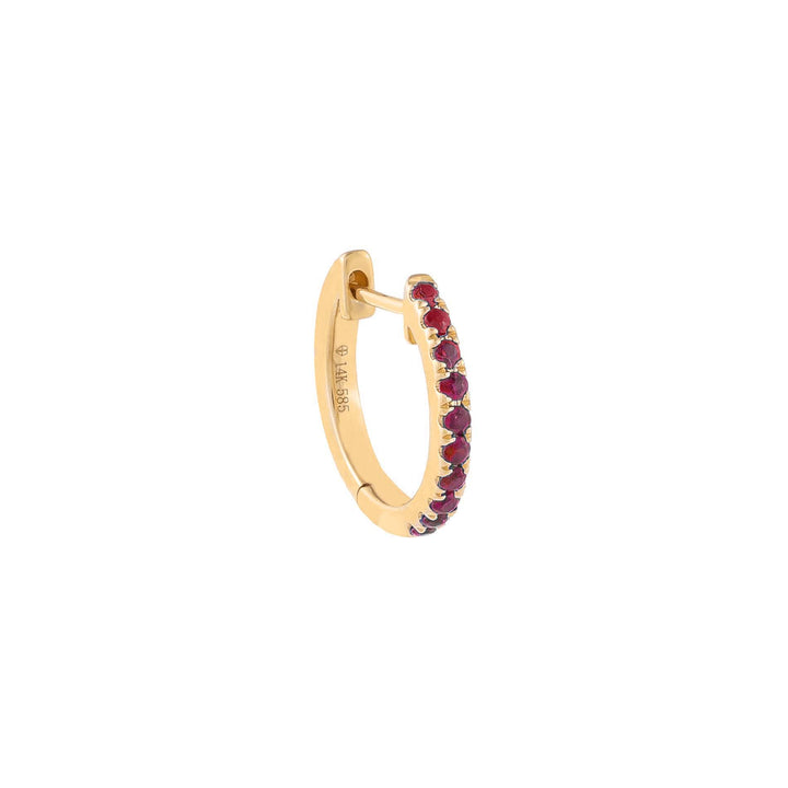 Magenta / Single Pavé Colored Gemstone Huggie Earring 14K - Adina Eden's Jewels