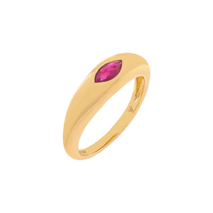 Magenta / 6.5 Gemstone Marquise Dome Ring 14K - Adina Eden's Jewels