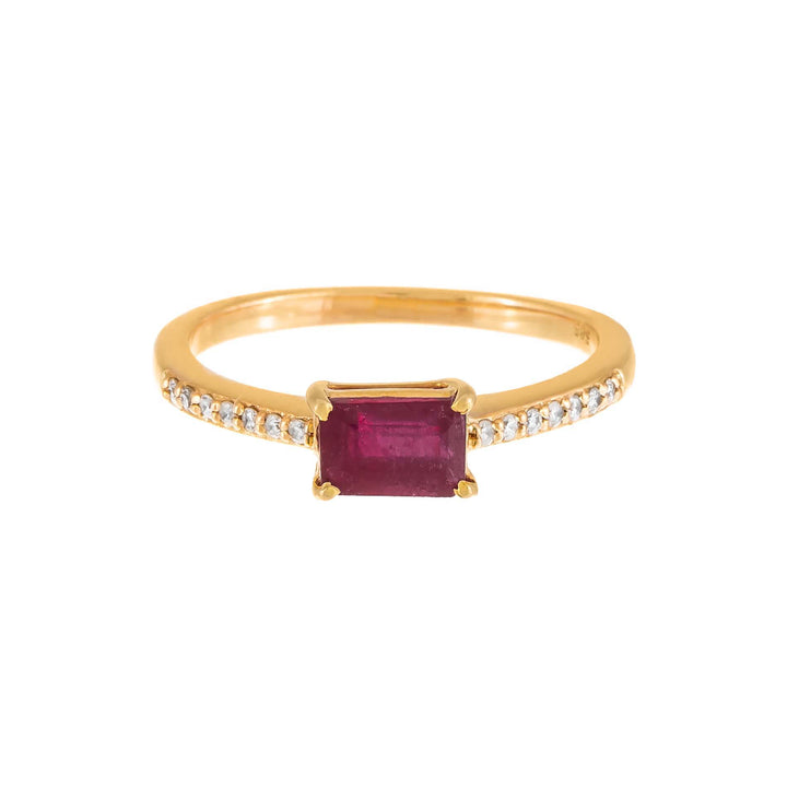  Gemstone Baguette Ring 14K - Adina Eden's Jewels
