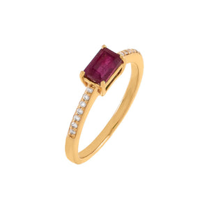 Magenta / 7 Gemstone Baguette Ring 14K - Adina Eden's Jewels