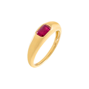 Magenta / 6.5 Gemstone Baguette Dome Ring 14K - Adina Eden's Jewels