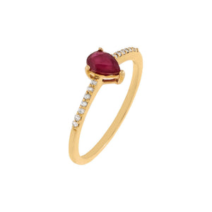 Magenta / 7 Gemstone Teardrop Ring 14K - Adina Eden's Jewels