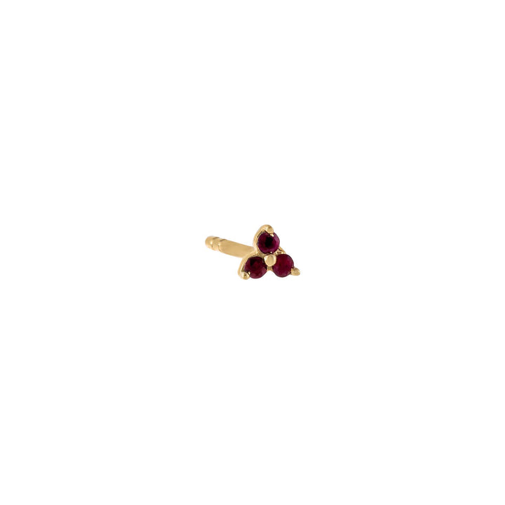 Magenta / Single Diamond Tiny Colored Cluster Stud Earring 14K - Adina Eden's Jewels