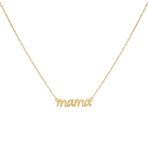 14K Gold Lowercase Mama Script Nameplate Necklace 14K - Adina Eden's Jewels