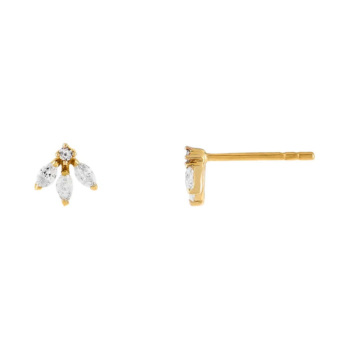 14K Gold / Pair Marquise Diamond Cluster Stud Earring 14K - Adina Eden's Jewels