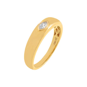 14K Gold / 6 Diamond Marquise Hollow Dome Ring 14K - Adina Eden's Jewels