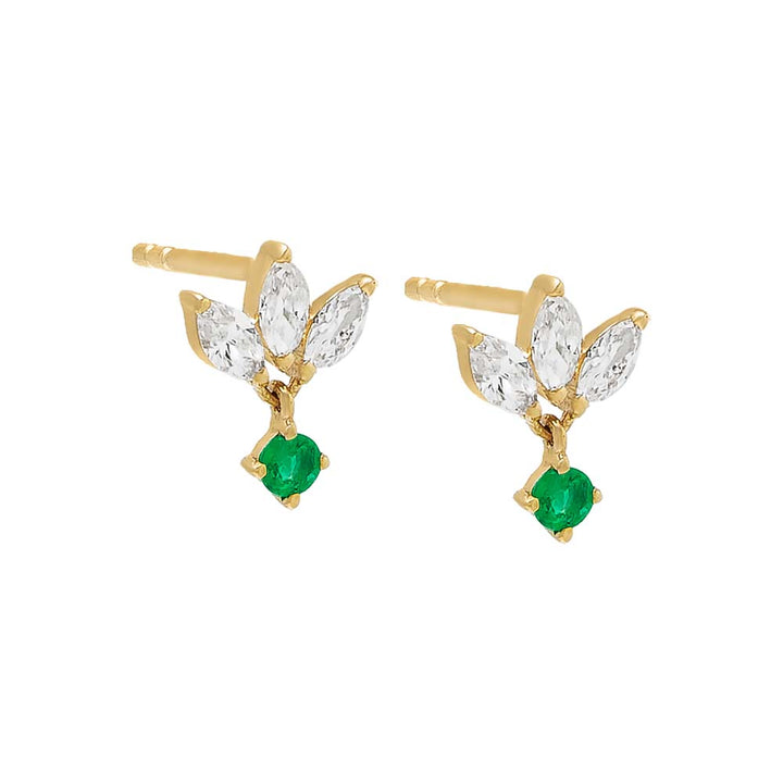 14K Gold / Pair Mini Diamond Dangling Stud Earring 14K - Adina Eden's Jewels