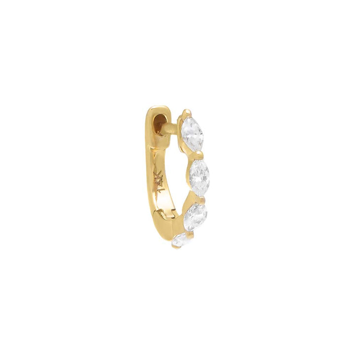 14K Gold / Single Petite Diamond Multi Marquise Huggie Earring 14K - Adina Eden's Jewels