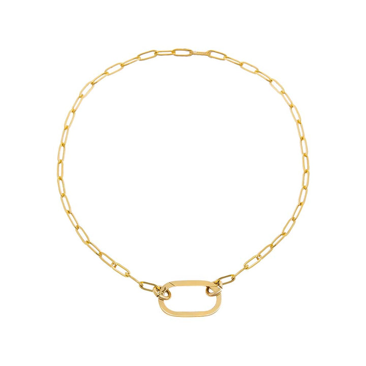 14K Gold Solid Small Oval Toggle Paperclip Link Bracelet 14K - Adina Eden's Jewels