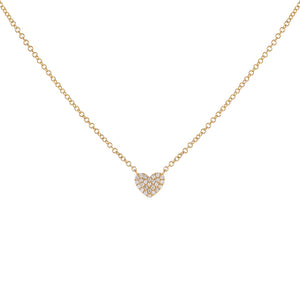 14K Gold Mini Pavé Diamond Heart Necklace 14K - Adina Eden's Jewels