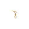 14K Gold / Single Tiny Round Diamond Dangling Stud Earring 14K - Adina Eden's Jewels