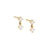 14K Gold / Pair Tiny Round Diamond Dangling Stud Earring 14K - Adina Eden's Jewels