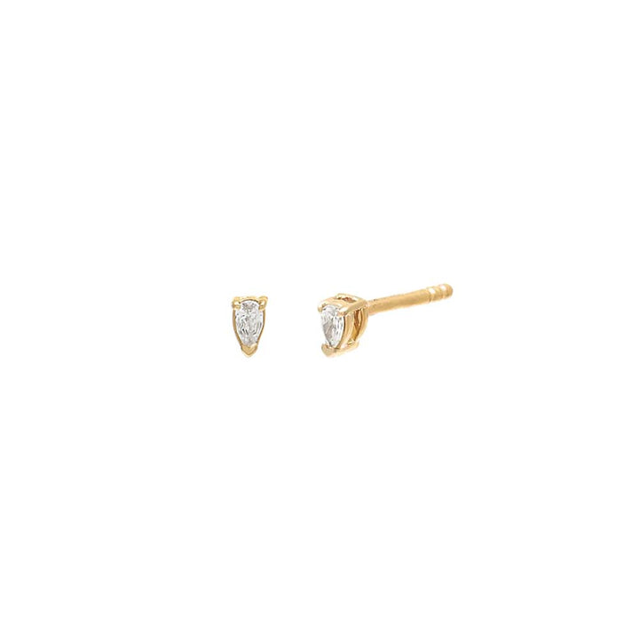 14K Gold / Pair Itty Bitty Diamond Teardrop Stud Earring 14K - Adina Eden's Jewels