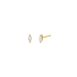 14K Gold / Pair Itty Bitty Diamond Marquise Stud Earring 14K - Adina Eden's Jewels