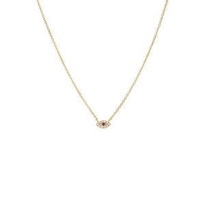 14K Gold Petite Diamond X Sapphire Evil Eye Necklace 14K - Adina Eden's Jewels