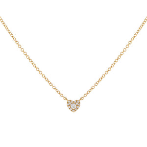 14K Gold Pavé Tiny Diamond Heart Necklace 14K - Adina Eden's Jewels