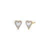 14K Gold / Mother of Pearl Mini Diamond Pave Outline Stone Heart Stud Earring 14K - Adina Eden's Jewels