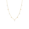 14K Gold Dangling Diamond Bezel X Pearl Necklace 14K - Adina Eden's Jewels