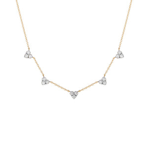 14K Gold Diamond 5 Cluster Heart Necklace 14K - Adina Eden's Jewels