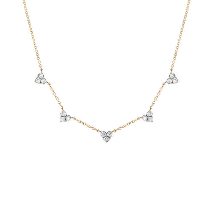 14K Gold Diamond 5 Cluster Heart Necklace 14K - Adina Eden's Jewels