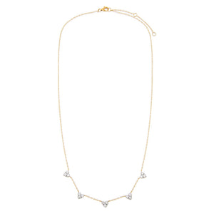  Diamond 5 Cluster Heart Necklace 14K - Adina Eden's Jewels