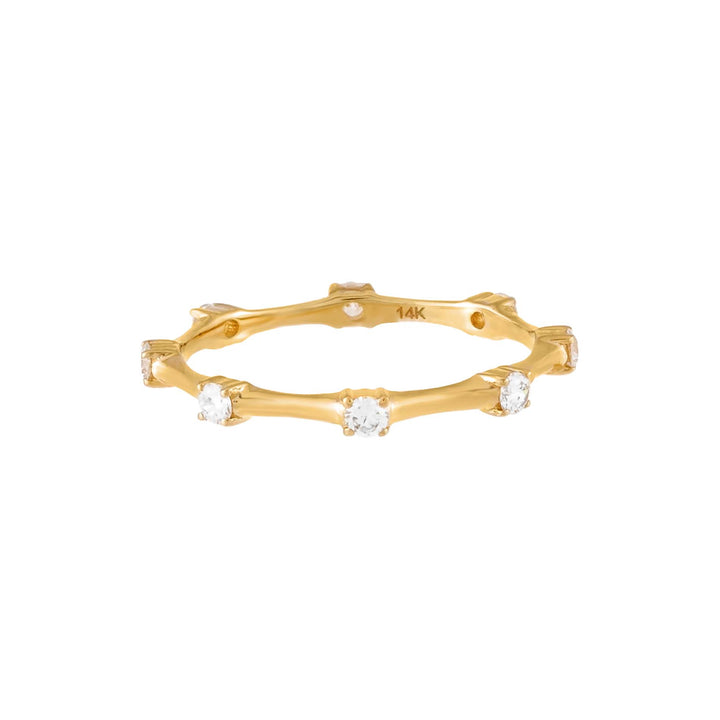  Diamond Bamboo Ring 14K - Adina Eden's Jewels