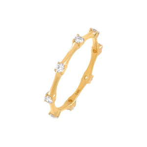 14K Gold / 6.5 Diamond Bamboo Ring 14K - Adina Eden's Jewels