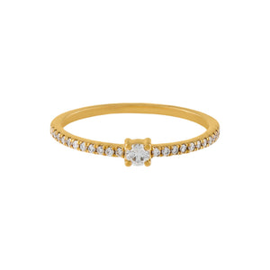  Pavé Diamond Solitaire Band 14K - Adina Eden's Jewels