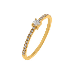14K Gold / 7 Pavé Diamond Solitaire Band 14K - Adina Eden's Jewels