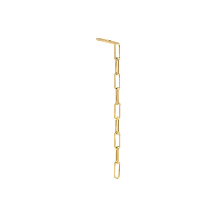 14K Gold / Single Dainty Paperclip Drop Down Stud Earring 14K - Adina Eden's Jewels