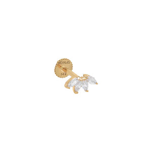 Gold / 6.5MM / Single Marquise Curved Bar Threaded Stud Earring 14K - Adina Eden's Jewels