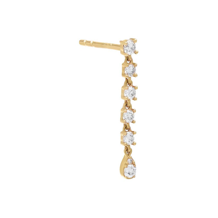 14K Gold / Single Diamond Drop Stud Earring 14K - Adina Eden's Jewels