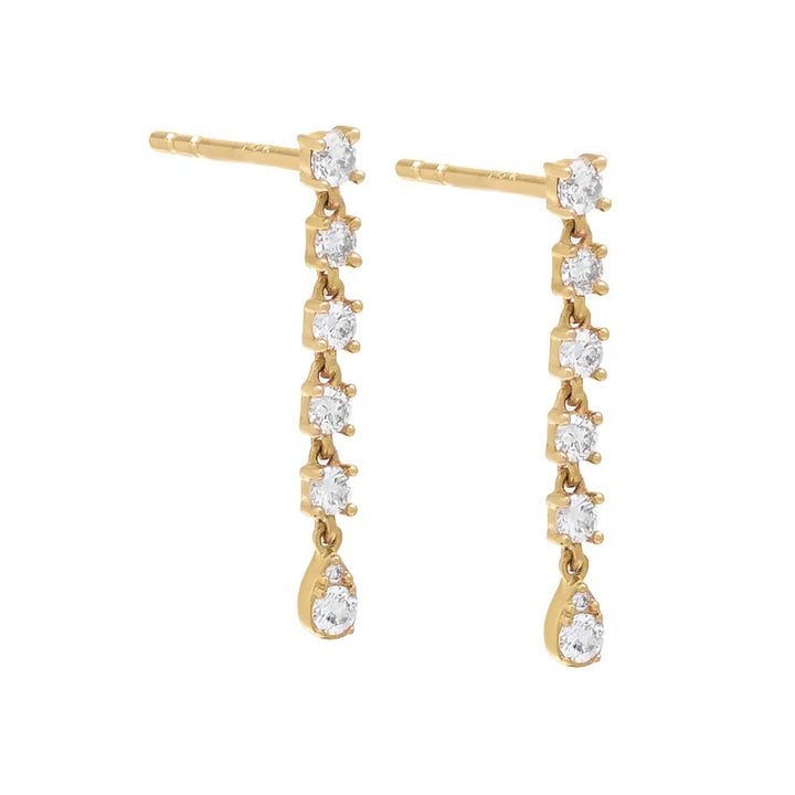 14K Gold / Pair Diamond Drop Stud Earring 14K - Adina Eden's Jewels