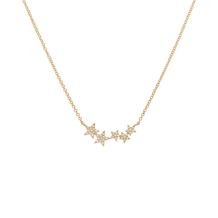 14K Gold Diamond Pave Multi Star Pendant Necklace 14K - Adina Eden's Jewels